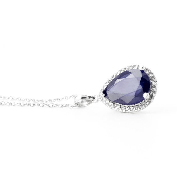 14K. SOLID GOLD NECKLACE DIAMONDS & SAPPHIRE - Picture 7 of 14